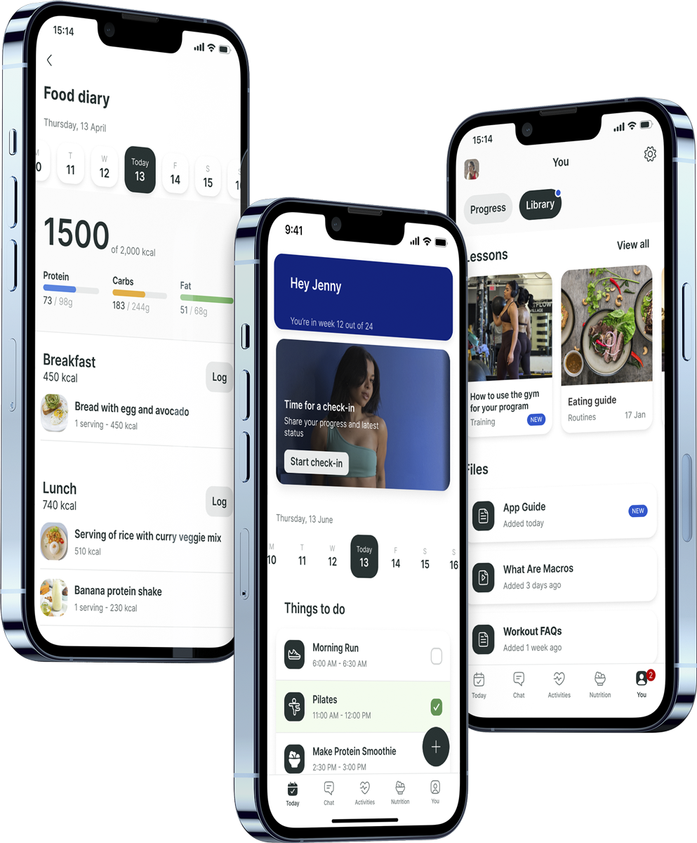 A mockup of the coaching app showcasing the features.